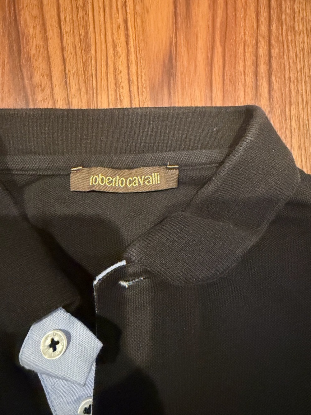 Roberto Cavalli Black Polo with Light Blue Trim - Picture 3 of 3